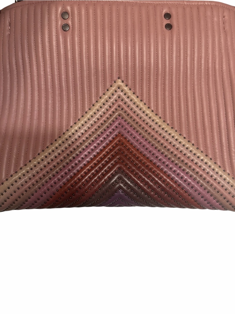 Rare 1941 Coach Rogue 31 W/Colorblock Quilting & Rivets Dusty Rose Multi - Picture 3 of 14